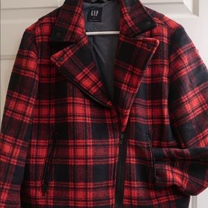 Gap wool buffalo plaid Moto Jacket (XL)